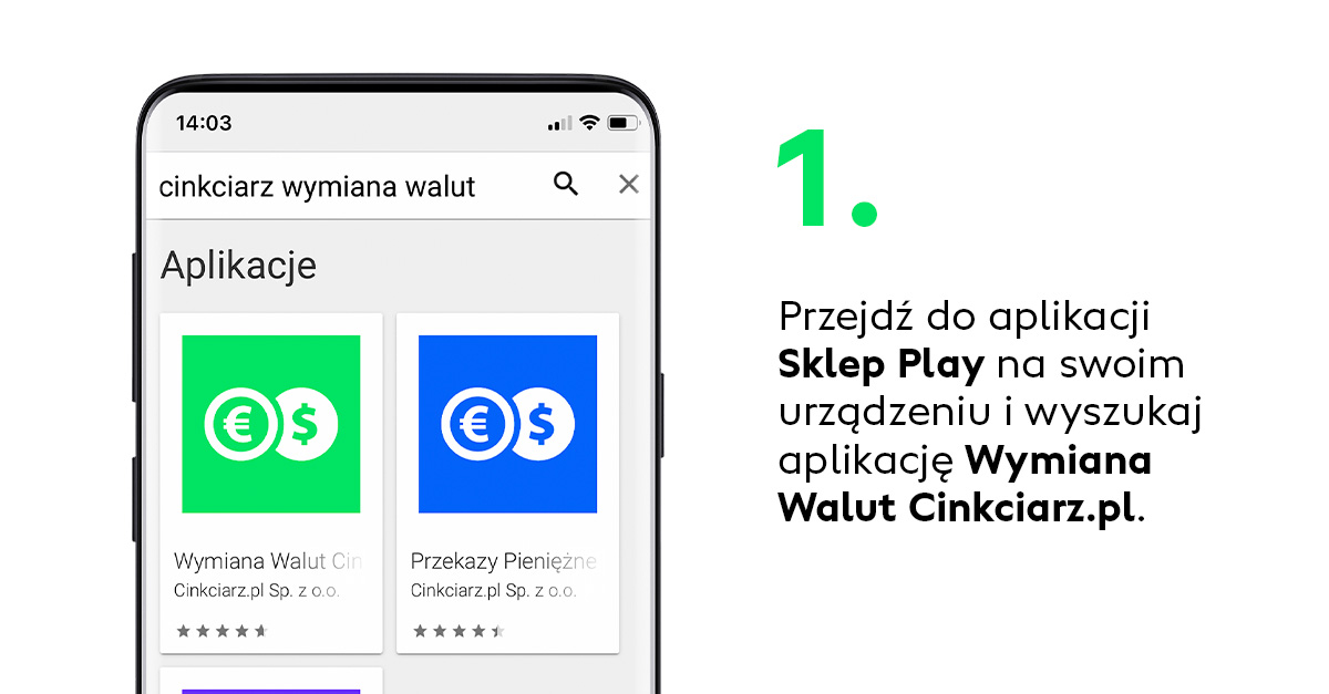 Beta testy nowej aplikacji Cinkciarz.pl krok 1